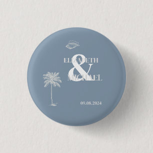Macaron Rond 2,50 Cm Mariage tropical minimaliste Dusty Blue