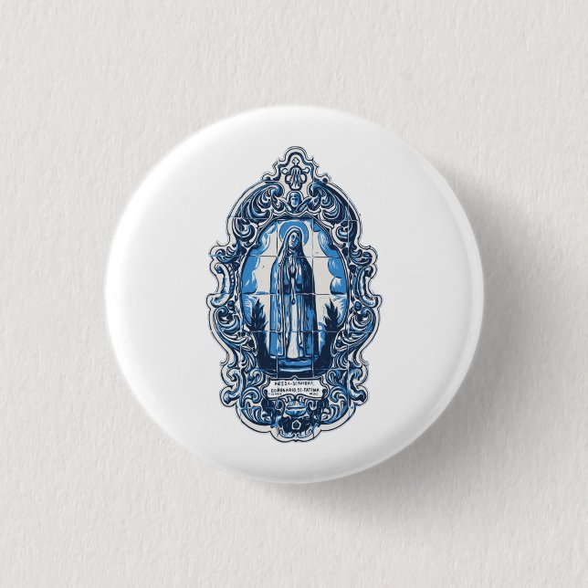 Macaron Rond 2,50 Cm Marie mère de jésus, Fatima. Coussin catholique (Devant)