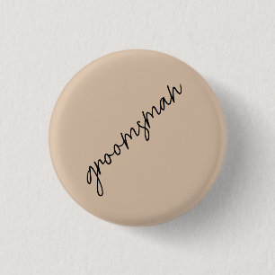 Macaron Rond 2,50 Cm Mariée Moderne   Écriture Beige + Noir