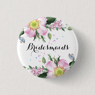 Macaron Rond 2,50 Cm MariéesFleurs colorées Maids Arrière - plan blanc