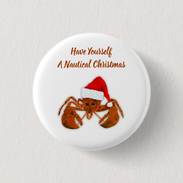 Macaron Rond 2,50 Cm Maritime Santa Lobster (Devant)