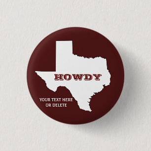 Macaron Rond 2,50 Cm Maroon Custom Text Texas Plan Howdy Texan