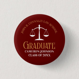 Macaron Rond 2,50 Cm Maroon Gold Law School Graduation Keepsaké
