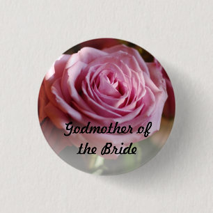 Macaron Rond 2,50 Cm Marraine du bouton rose de jeune mariée