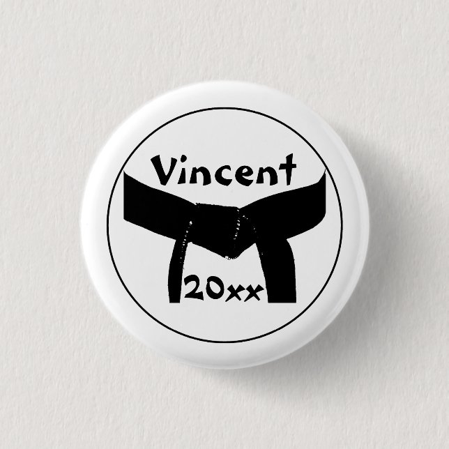 Macaron Rond 2,50 Cm Martial Arts Basic Black Belt (Devant)