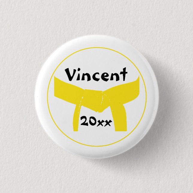 Macaron Rond 2,50 Cm Martial Arts Ceinture Jaune (Devant)