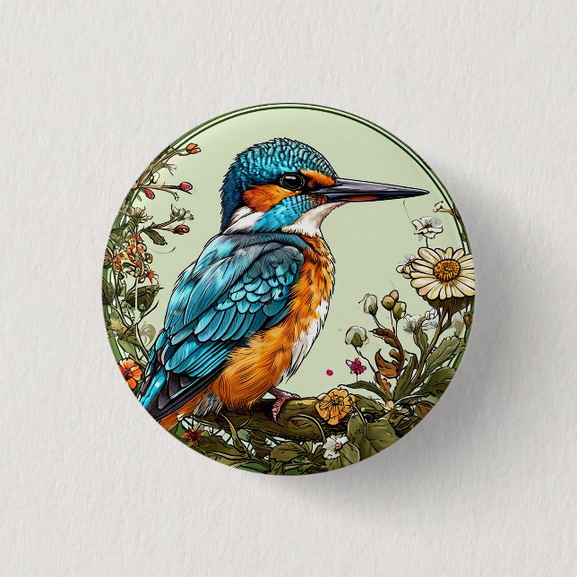 Macaron Rond 2,50 Cm Martin-pêcheur vibrant (Devant)