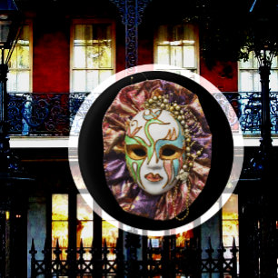 Macaron Rond 2,50 Cm Mascarade, Mardi Gras, Masque de Carnaval