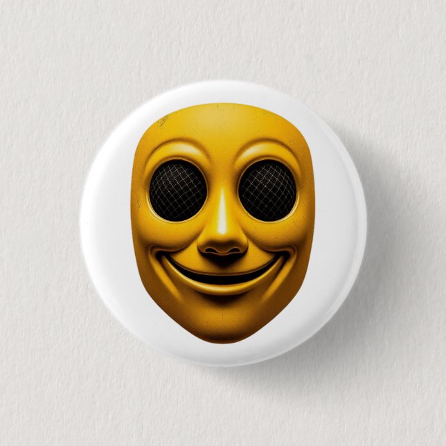 Macaron Rond 2,50 Cm Masque souriant jaune (Devant)