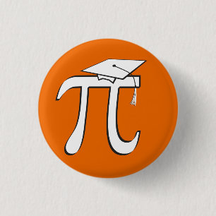 Macaron Rond 2,50 Cm Math Pi Graduate © - Orange et Blanc