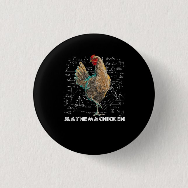 Macaron Rond 2,50 Cm Mathemachicken I Love Chicken Funny Math Lover Mat (Devant)