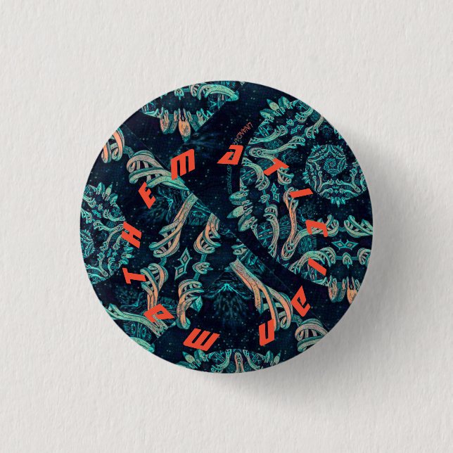 Macaron Rond 2,50 Cm Mathématicien. Élégance fractale foncée (Devant)