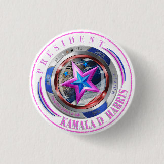 Macaron Rond 2,50 Cm Médaille du timbre rose du président Harris/Walz