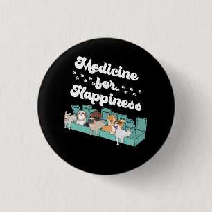 Macaron Rond 2,50 Cm Médecine Pour Le Bonheur Boîte À Pilules Animaux R