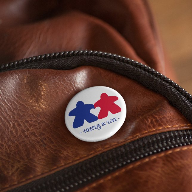 Macaron Rond 2,50 Cm Meeples en amour, Bouton bleu et rouge (Créateur téléchargé)