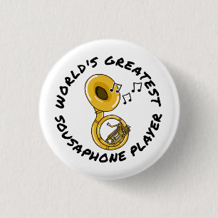 Macaron Rond 2,50 Cm Meilleur joueur de sousaphone du monde, musicien d