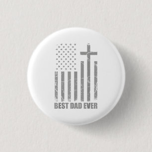 Macaron Rond 2,50 Cm Meilleur Papa Chretien Patriotique Drapeau USA Gra