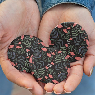 Macaron Rond 2,50 Cm Meilleure maman jamais élégant jardin magique rétr