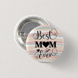 Macaron Rond 2,50 Cm Meilleure Maman Jour Typographie Script Lignes Boh