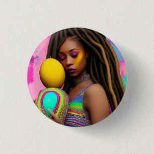 Macaron Rond 2,50 Cm Melanin Easter Rainbow Spring Sista Girl Birthday