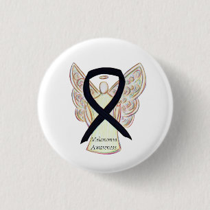 Macaron Rond 2,50 Cm Melanoma Sensibilisation Ruban Angel Personnalisé 