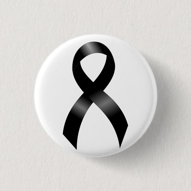 Macaron Rond 2,50 Cm Mélanome | Cancer de la peau - Ruban noir (Devant)