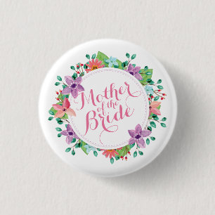 Macaron Rond 2,50 Cm Mère de la jeune mariée épousant le bouton de Pin