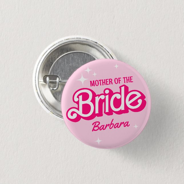 Macaron Rond 2,50 Cm Mère De La Mariée Bachelorette Barb (Devant & derrière)