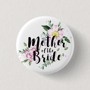 Macaron Rond 2,50 Cm Mère de la mariée mariage aquarelle florale rose