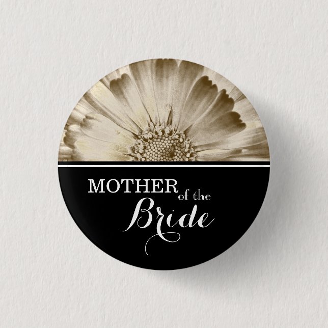 Macaron Rond 2,50 Cm Mère de la mariée Mariage Gold Daisy (Devant)