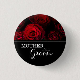 Macaron Rond 2,50 Cm "Mère du marié" Roses rouges de mariage