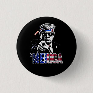 Macaron Rond 2,50 Cm Merica Trump American Flag États-Unis