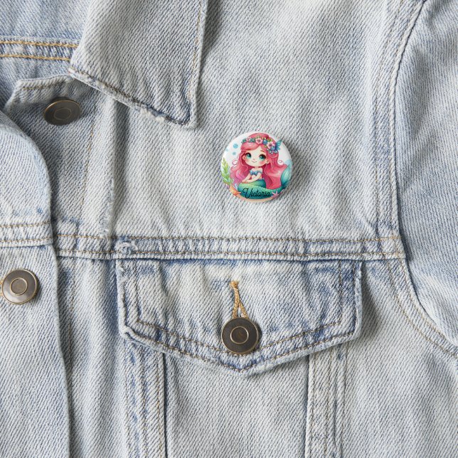 Macaron Rond 2,50 Cm Mermaid Pin (En situation)