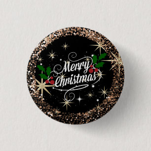 Macaron Rond 2,50 Cm Merry Christmas, sparkle and glitter