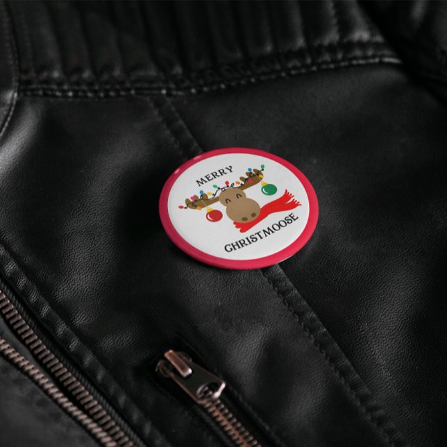 Macaron Rond 2,50 Cm Merry Christmoose Funny Noël (Créateur téléchargé)