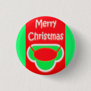 MACARON ROND 2,50 CM MERRY NOËL ROUGE VERT TEXTÉ