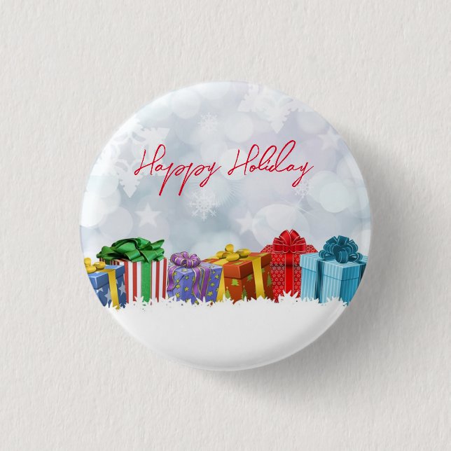 Macaron Rond 2,50 Cm Merveilleux Cadeaux de Noël Arc-en-ciel (Devant)