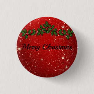 Macaron Rond 2,50 Cm Merveilleux Noël Rouge Étincelant