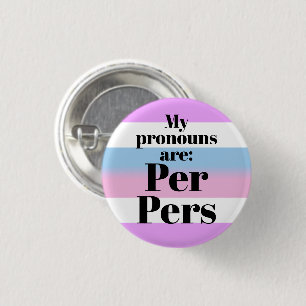 Macaron Rond 2,50 Cm Mes pronoms sont : Per Pers - Drapeau bigender Bou
