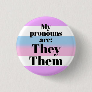 Macaron Rond 2,50 Cm Mes pronoms sont : They Them - drapeau bigender