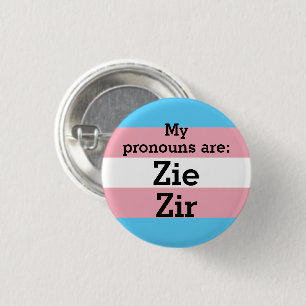 Macaron Rond 2,50 Cm Mes pronoms sont : Zie Zir - Drapeau Trans
