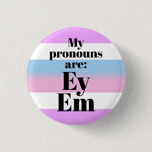 Macaron Rond 2,50 Cm Mes pronouns sont : Ey Em - drapeau bigender
