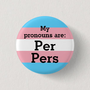 Macaron Rond 2,50 Cm Mes pronouns sont : Per Pers - Bouton Drapeau Tran