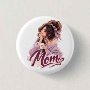 Macaron Rond 2,50 Cm Messy Bun Coffee Maman — Vie de Maman Cosy et Esth