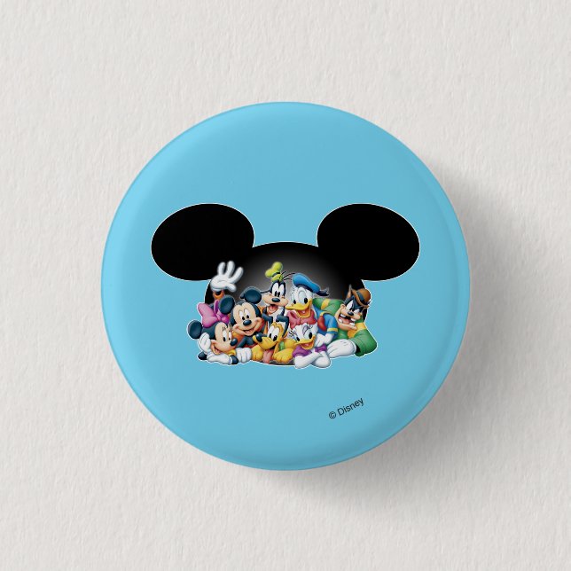 Macaron Rond 2,50 Cm Mickey & Friends | Groupe dans Mickey Ears (Devant)