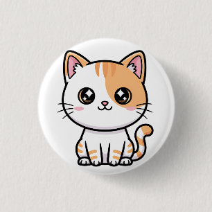 Macaron Rond 2,50 Cm Mignon Chaton Kawaii Tabby Orange