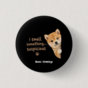 Macaron Rond 2,50 Cm Mignon chiot Shiba Inu Citation drôle d'odeur Chie