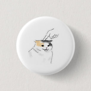 Macaron Rond 2,50 Cm Mignon Dessin de Chat Écrasé par un Doigt Drôle