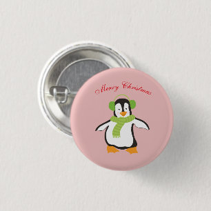Macaron Rond 2,50 Cm Mignon manchot de dessin animé avec écharpe verte