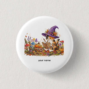 Macaron Rond 2,50 Cm Mignon Sorcière d'Halloween Chat Herboristerie Per
